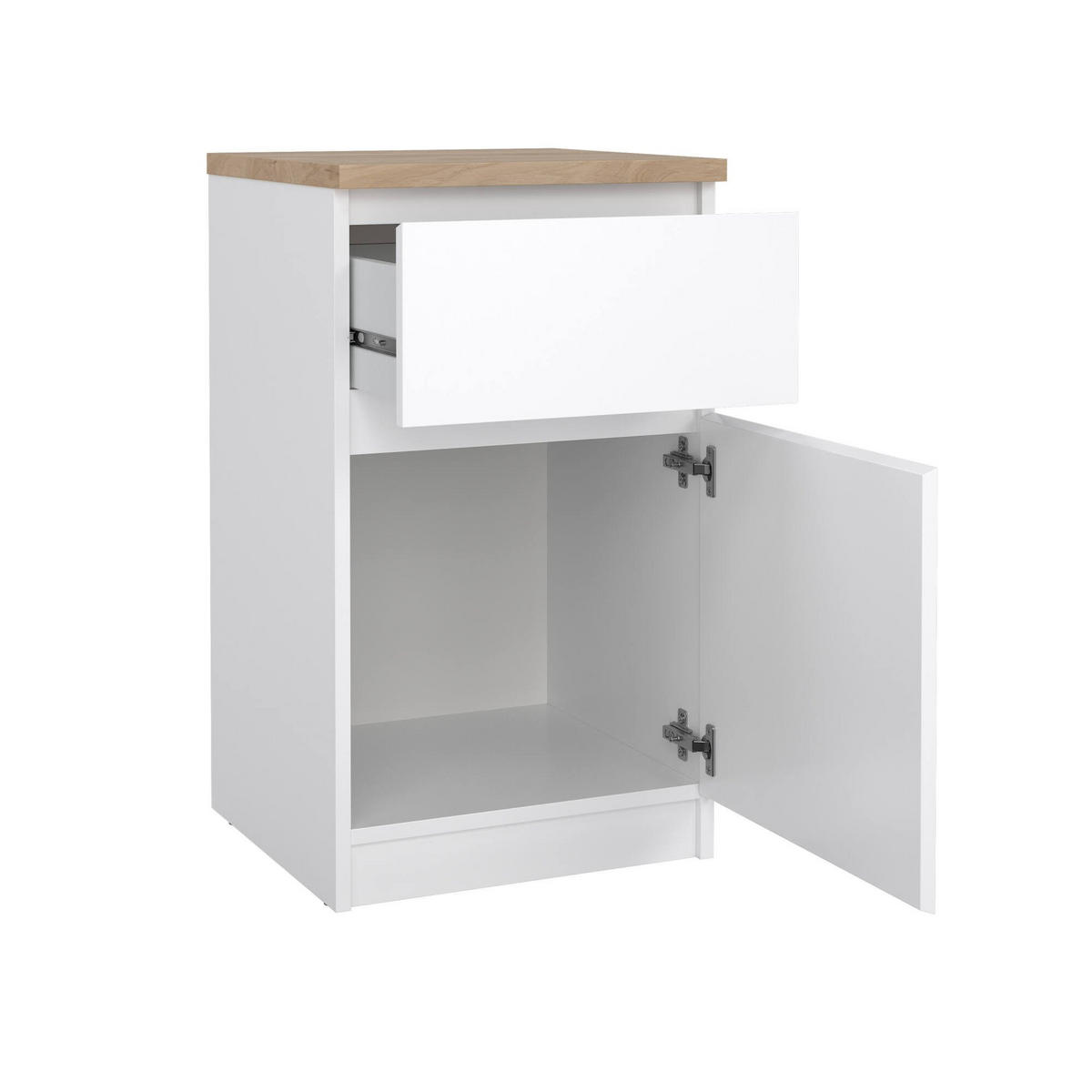 NACHTTISCH Glänzendes Weiß, Eiche 40/40.4/70.1 cm - Weiß, Holzwerkstoff (40.4/70.1/40cm) - DMORA