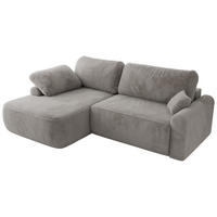ECKSCHLAFSOFA CUBO L Hellgrau Plüsch - links - Hellgrau/Schwarz, Kunststoff/Textil (273/187cm) - MKS