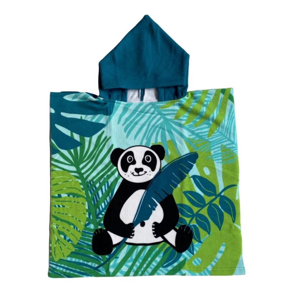 MIKROFASER PONCHO für Kinder Panda 60x120 250 g/m² grün - Grün, Textil (Einheitsgrößenull) - LE COMPTOIR DE LA PLAGE