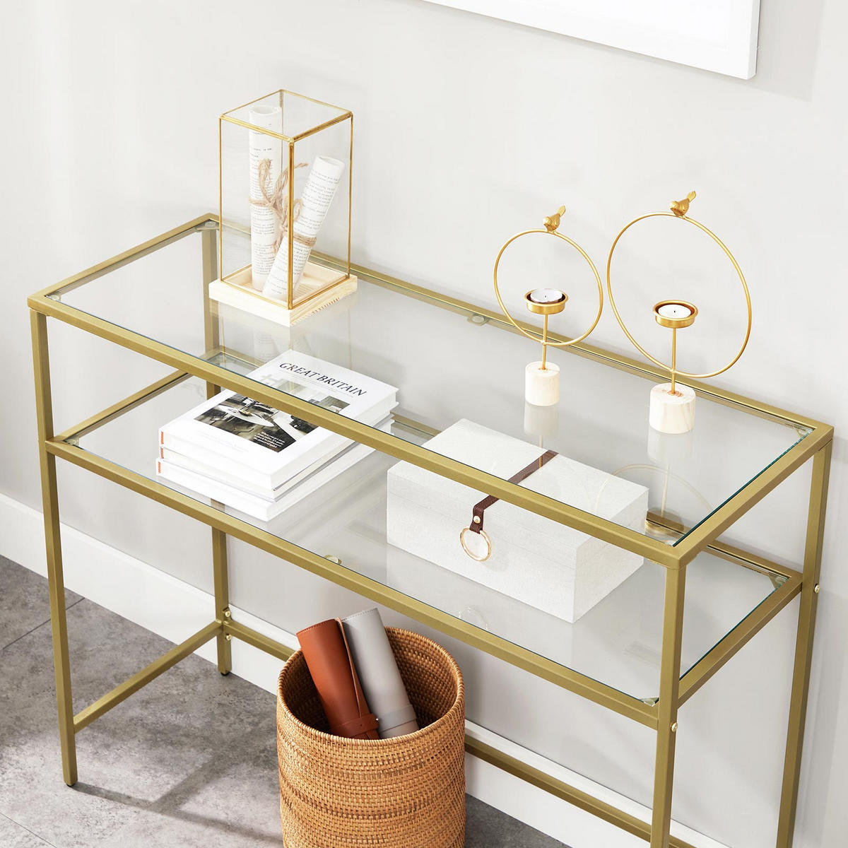 KONSOLENTISCH BEISTELLTISCH - Goldfarben, Metall (100/35/80cm) - Hansiro