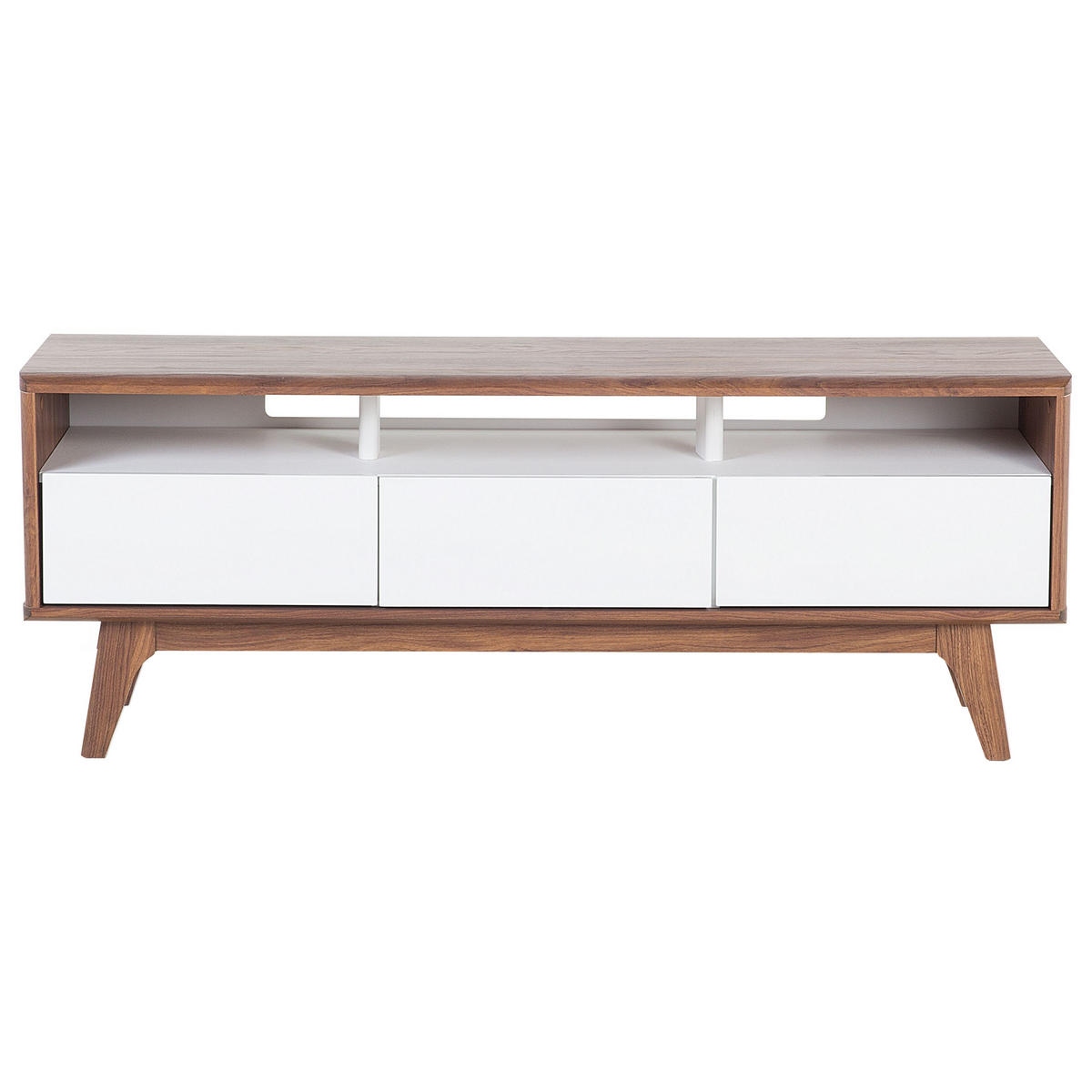 TV-MÖBEL Dunkelbraun, Weiß SYRACUSE 39/140/53 cm - Dunkelbraun, Holzwerkstoff (140/53/39cm) - Beliani