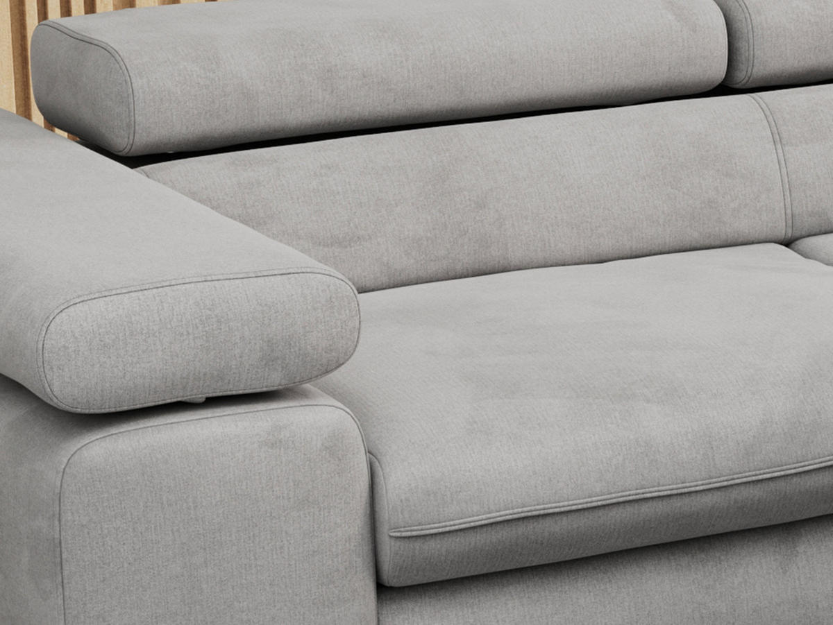 ECKSOFA PETER L Hellgrau Velvet - Rechts Seite - Hellgrau/Schwarz, Textil/Metall (273/208cm) - MKS