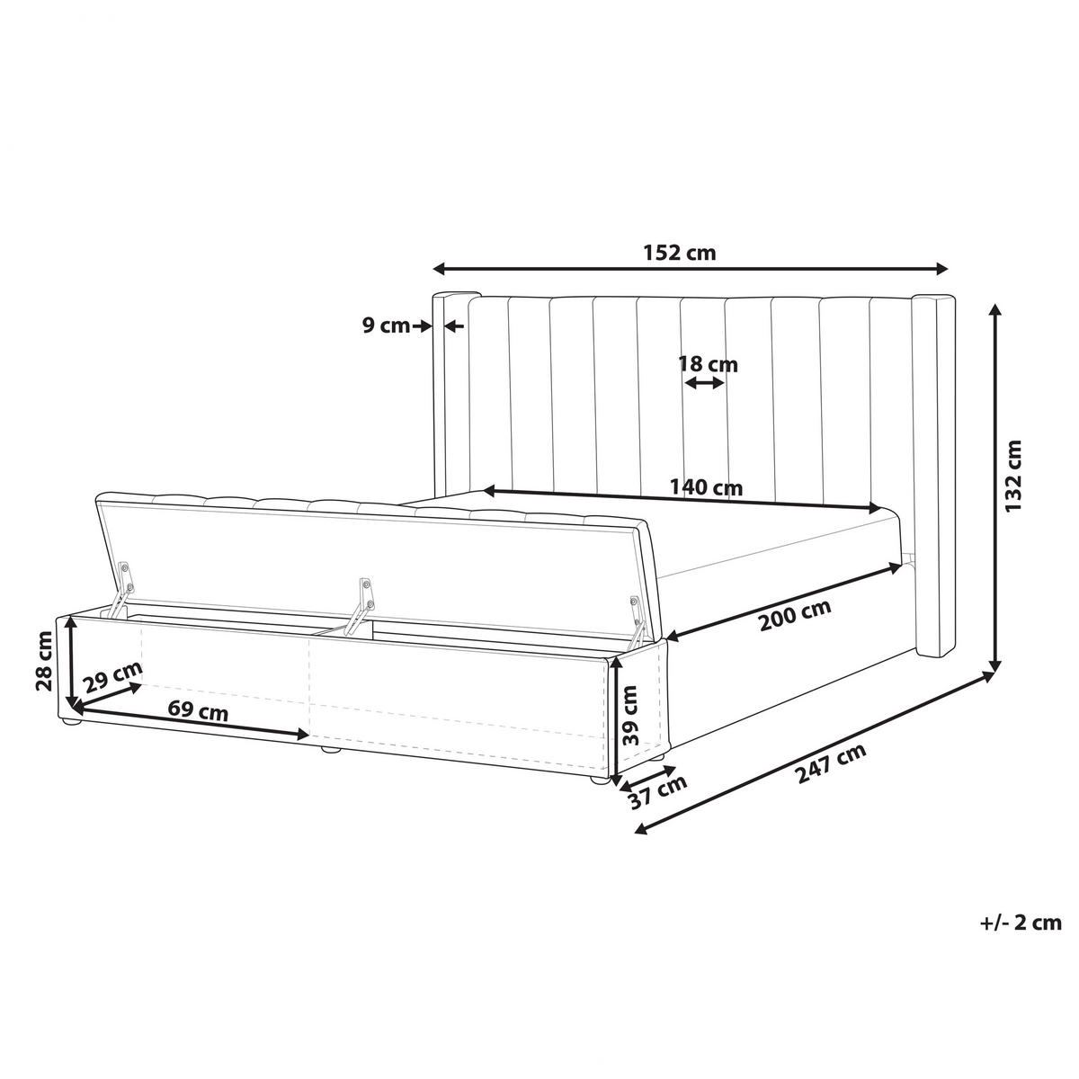 POLSTERBETT 140/200cm Rosa Noyers - Pink, Textil (140/200cm) - Beliani
