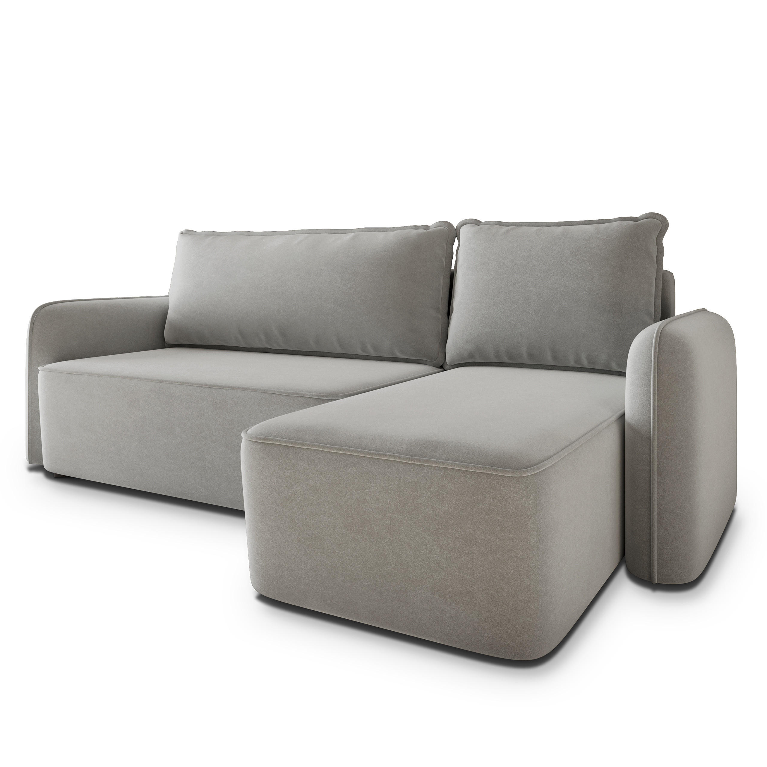ECKSOFA DOLVER CL Hellgrau Samtstoff mit Schlaffunktion - Hellgrau, Holzwerkstoff/Textil (238/156cm) - MASSENO