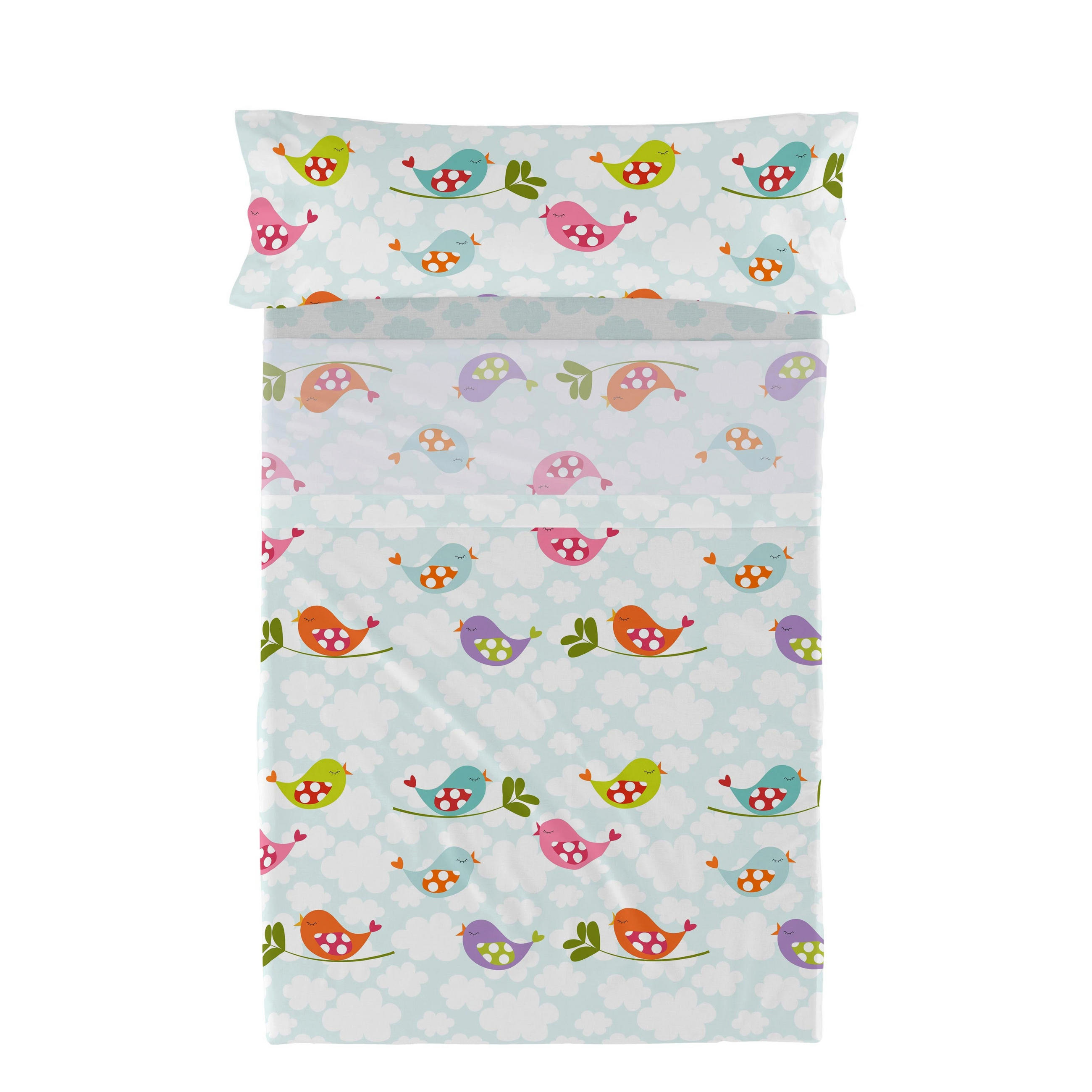 BETTWÄSCHE 2er-Set teiliges little birds 180x270 cm mehrfarbig - Multicolor, Textil (180/270cm) - Happy Friday