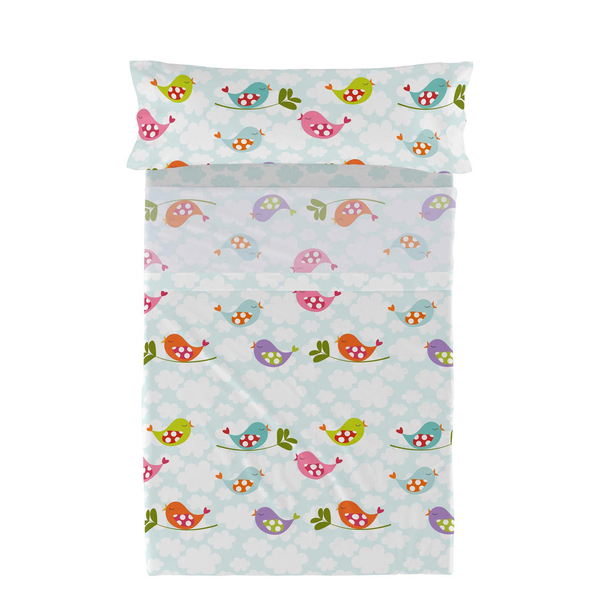 BETTWÄSCHE 2er-Set teiliges little birds 180x270 cm mehrfarbig - Multicolor, Textil (180/270cm) - Happy Friday
