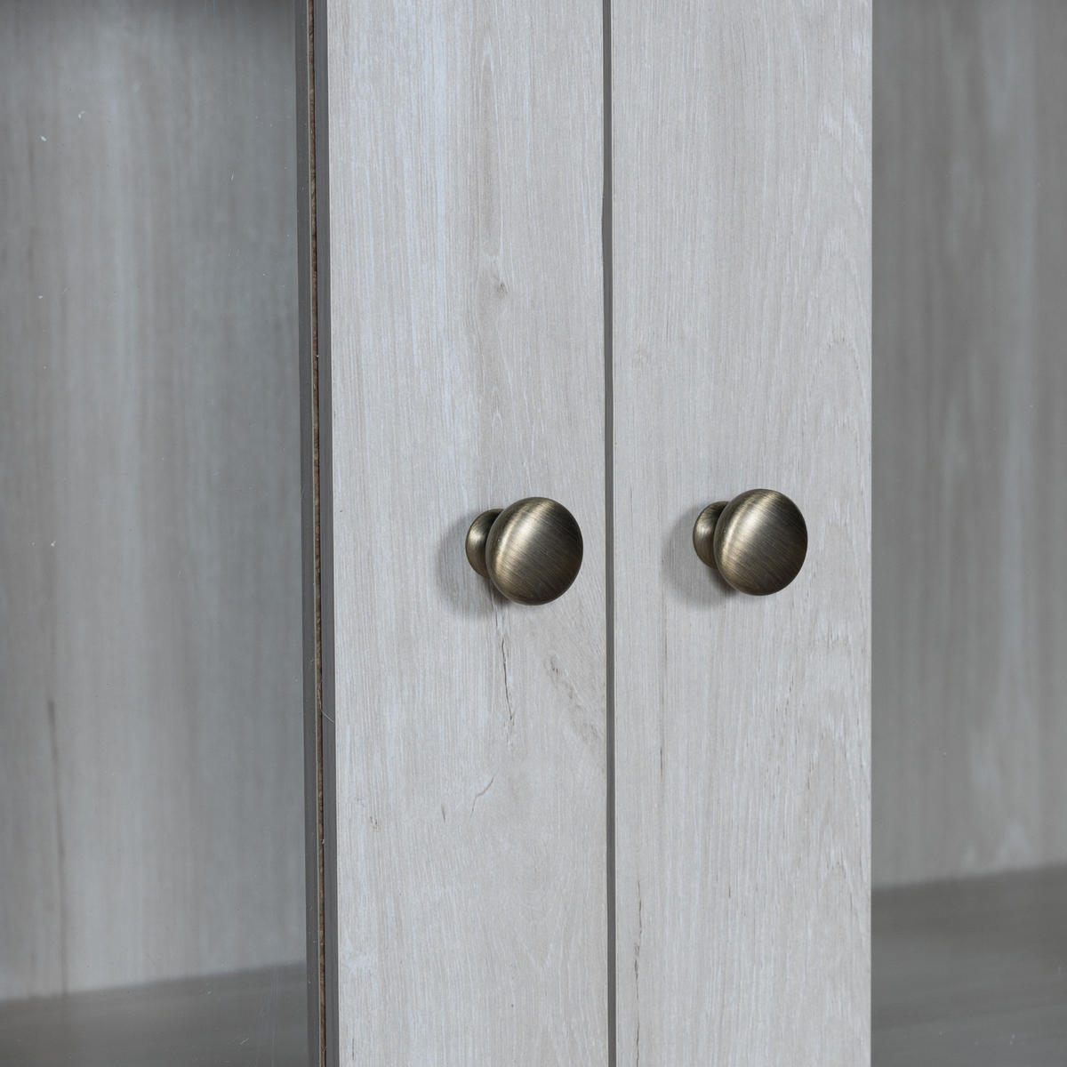 HOCHSCHRANK mit Glastüren, 3 Schubladen und Kupfergriffen, 80/34/171 cm, Holzoptik, Weiß - Naturfarben/Weiß, Holzwerkstoff (80/171/34cm) - Redom