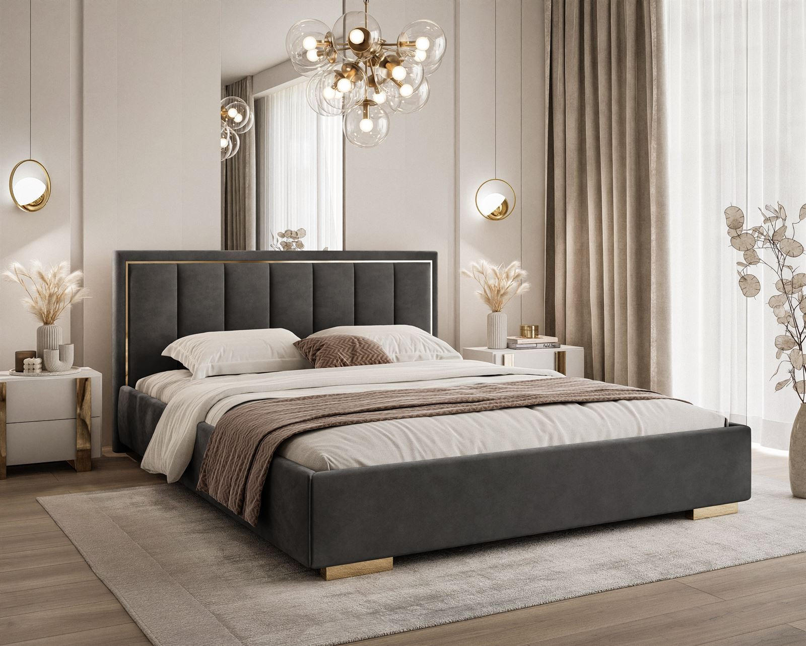 POLSTERBETT AURELIA 140x200 mit Stauraum dla Bettwäsche und Rahmen Jasmine 96 - Hellgrau, Textil (140/200cm) - Lookway