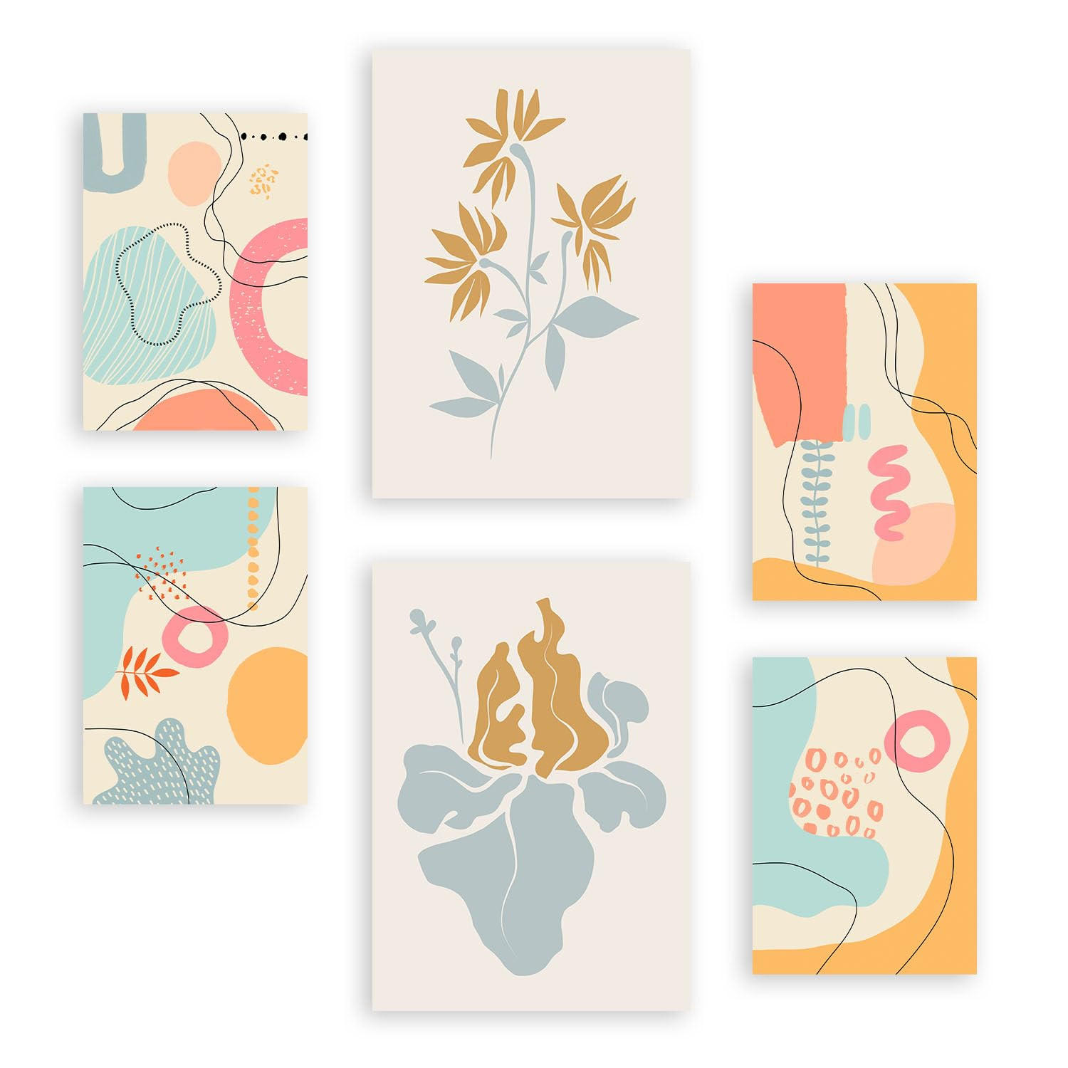 POSTER Set Mit 6 Ethikstile 2 In Blume Zusammenfassung A3 & A4 Rahmenlos - Klar, Papier (29/3cm) - Nacnic