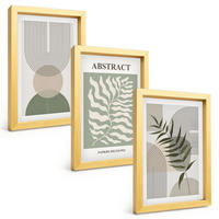 BILDER SET 3er Set - 20x30 cm Goldrahmen - Botanische Boho-Abstraktionen - Goldfarben, Kunststoff (20/30cm) - TULUP