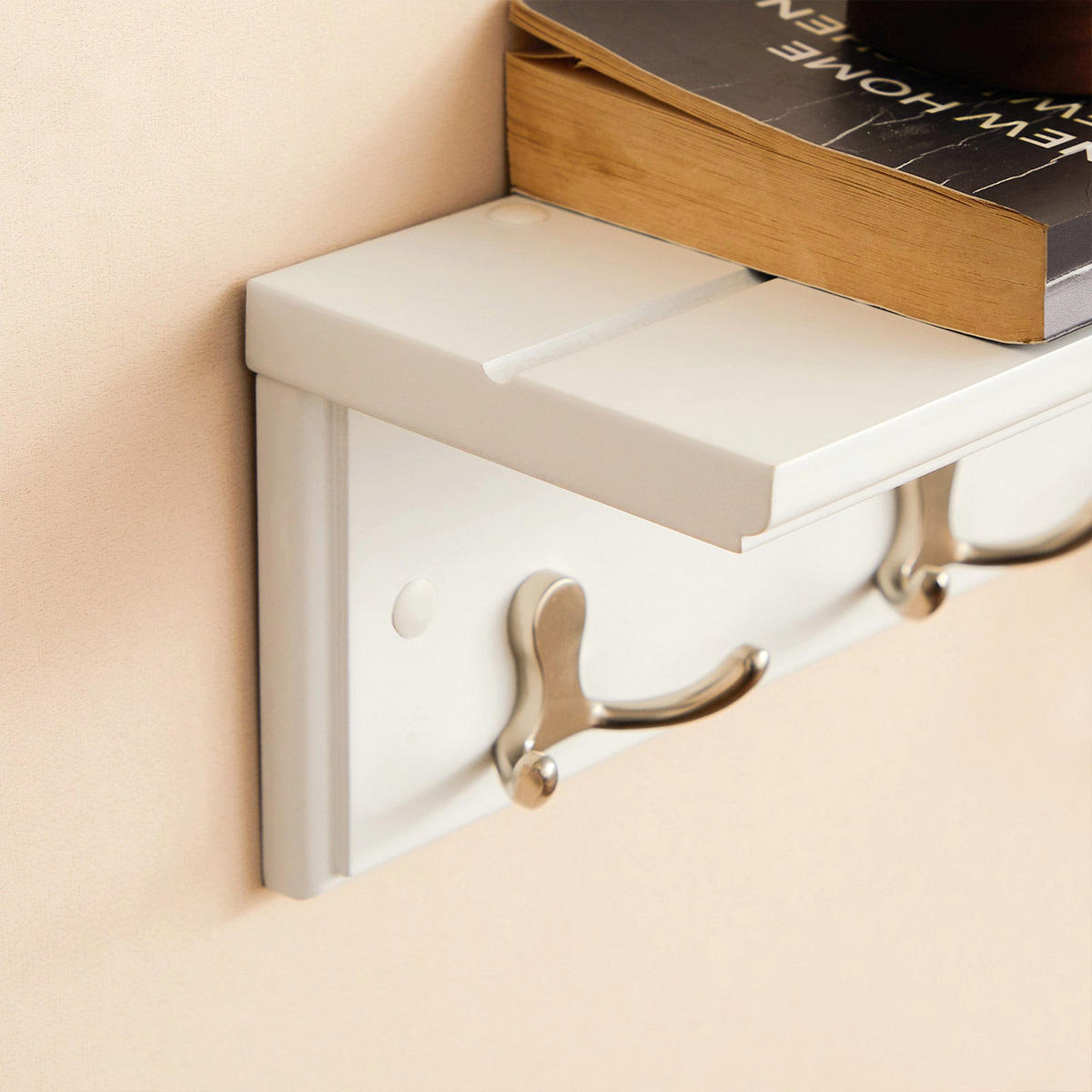 WANDGARDEROBE MIT DOPPELHAKEN - Weiß, Holzwerkstoff (10.5/11/40cm) - Hansiro