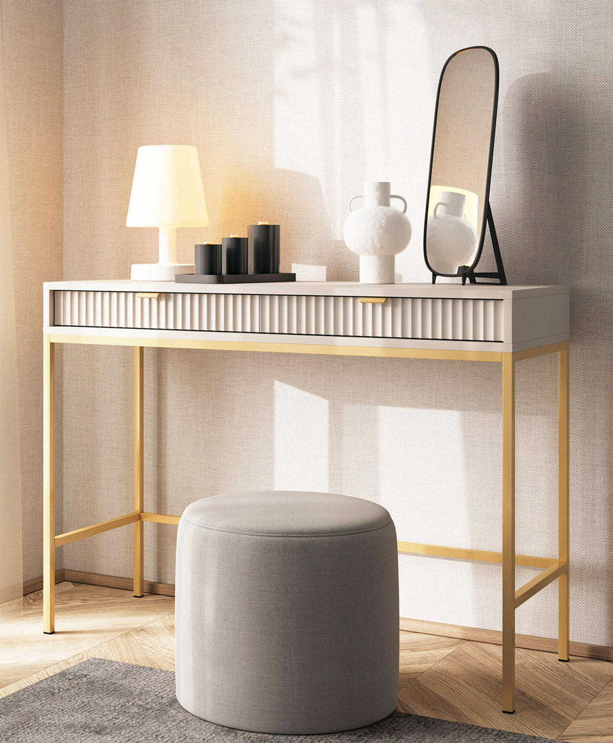 SCHREIBTISCH Nova Kaschmir / Gold 104 / 50 / 78cm - Kaschmir/Goldfarben, Holz/Holzwerkstoff (50/104/78cm) - Feldmann-Wohnen