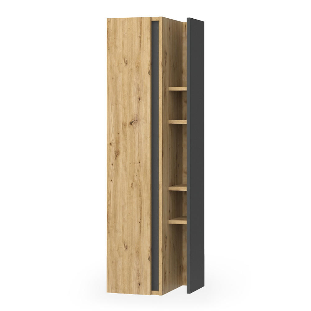 BADSCHRANK Edelin Anthrazit/Artisan 35 x 120 cm mit 4 Ablagefächern - Anthrazit/Eiche Artisan, Holzwerkstoff (35/120/32cm) - Vicco