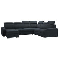 WOHNLANDSCHAFT Oslo 2rR2pLC - Silberfarben/Dunkelblau, Holz/Kunststoff (315/85/250cm) - MIRJAN24