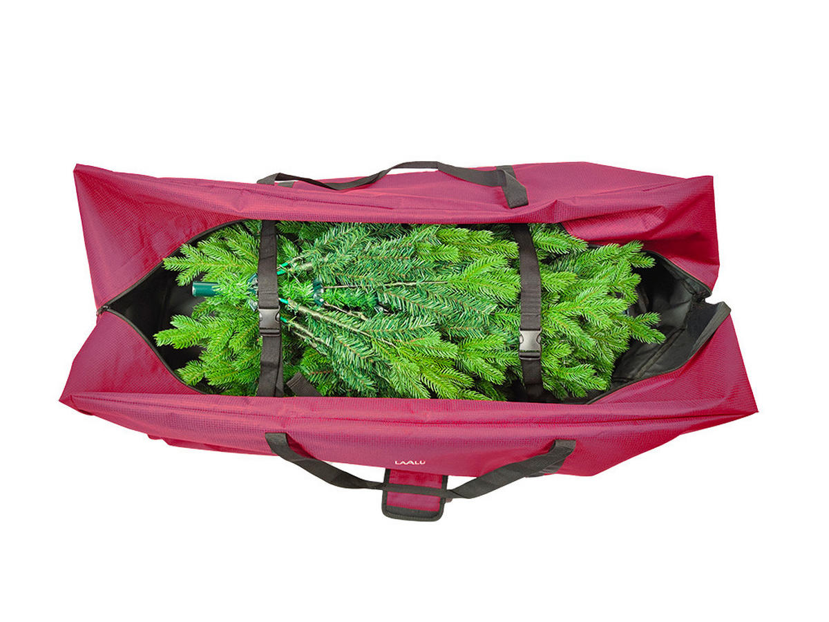 AUFBEWAHRUNGSTASCHE premium für Weihnachtsbaum, 120 × 50 × 50 cm, mit Reißverschluss, Schultergurt - Rot, Textil (50cm) - LAALU