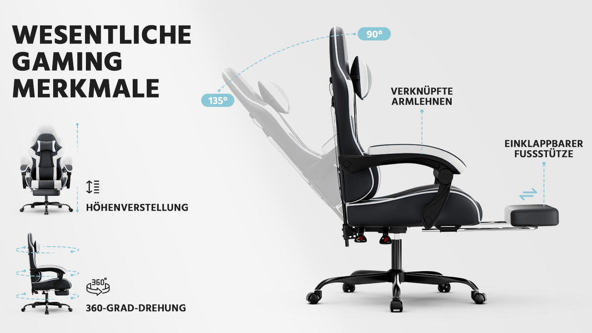 STUHL mit LED ergonomisch Mehrfarbig 63x58.5x120.5 cm Kunststoff - Multicolor, Kunststoff (63/120.5/58.5cm) - SONNENH