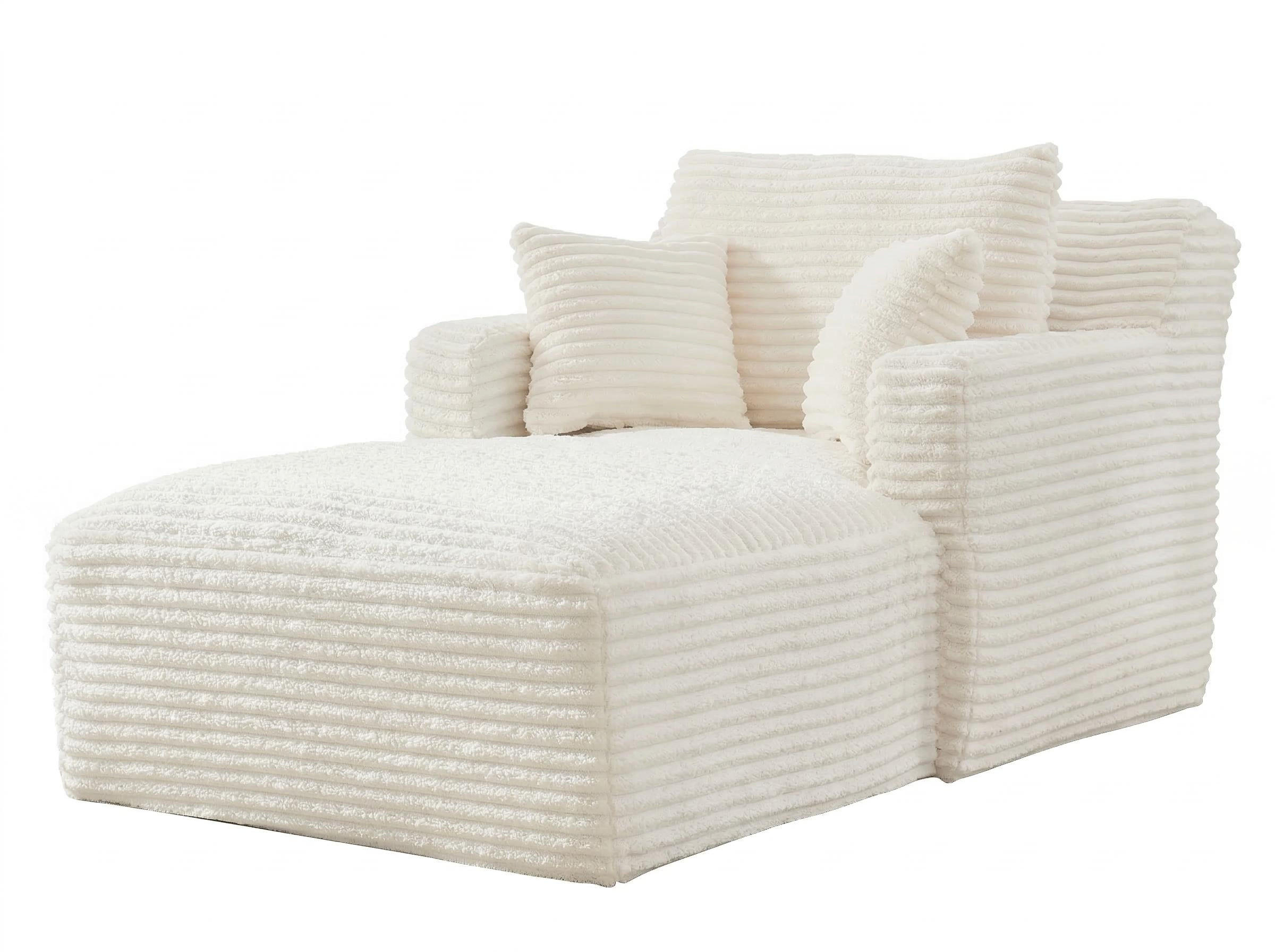 RELAXSESSEL aus Cord Modulare Chaiselongue & ohne Montage - Creme, Textil (32.99/127/32.99cm) - Urban Meuble