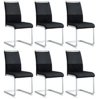 STUHL 6er Set mit ergonomischer Rückenlehne, Kunstleder & Leinen Bezug, 7 cm dicker Sitzpolsterung und Fußpolstern im modernen Design, schwarz - Schwarz, Metall (48/95/42cm) - Luhomfu