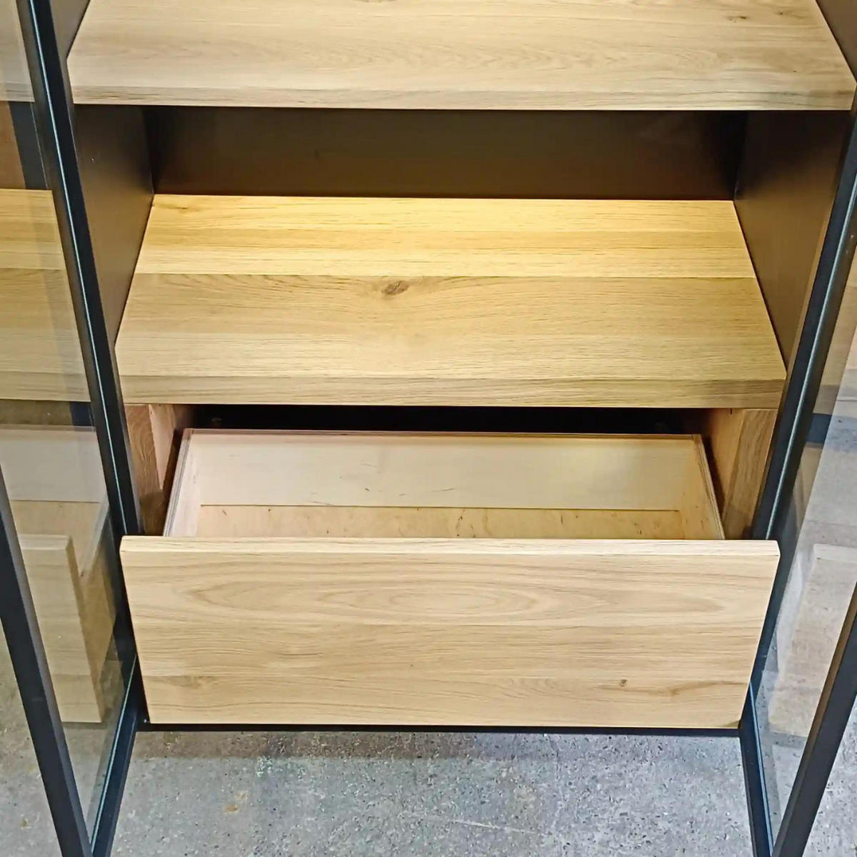 VITRINENSCHRANK aus Holz Bar Wein Schrank CARLA III - Eichefarben, Holz (100/200/45cm) - Rawood Furniture