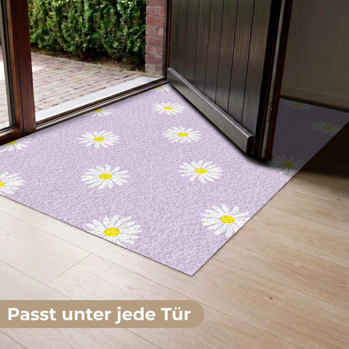 ROHOŽKA Sedmikrásky - pastelové - bílé - fialové - květiny 120x80 cm - šeříková, textil/umělá hmota (120/0.4cm) - MuchoWow