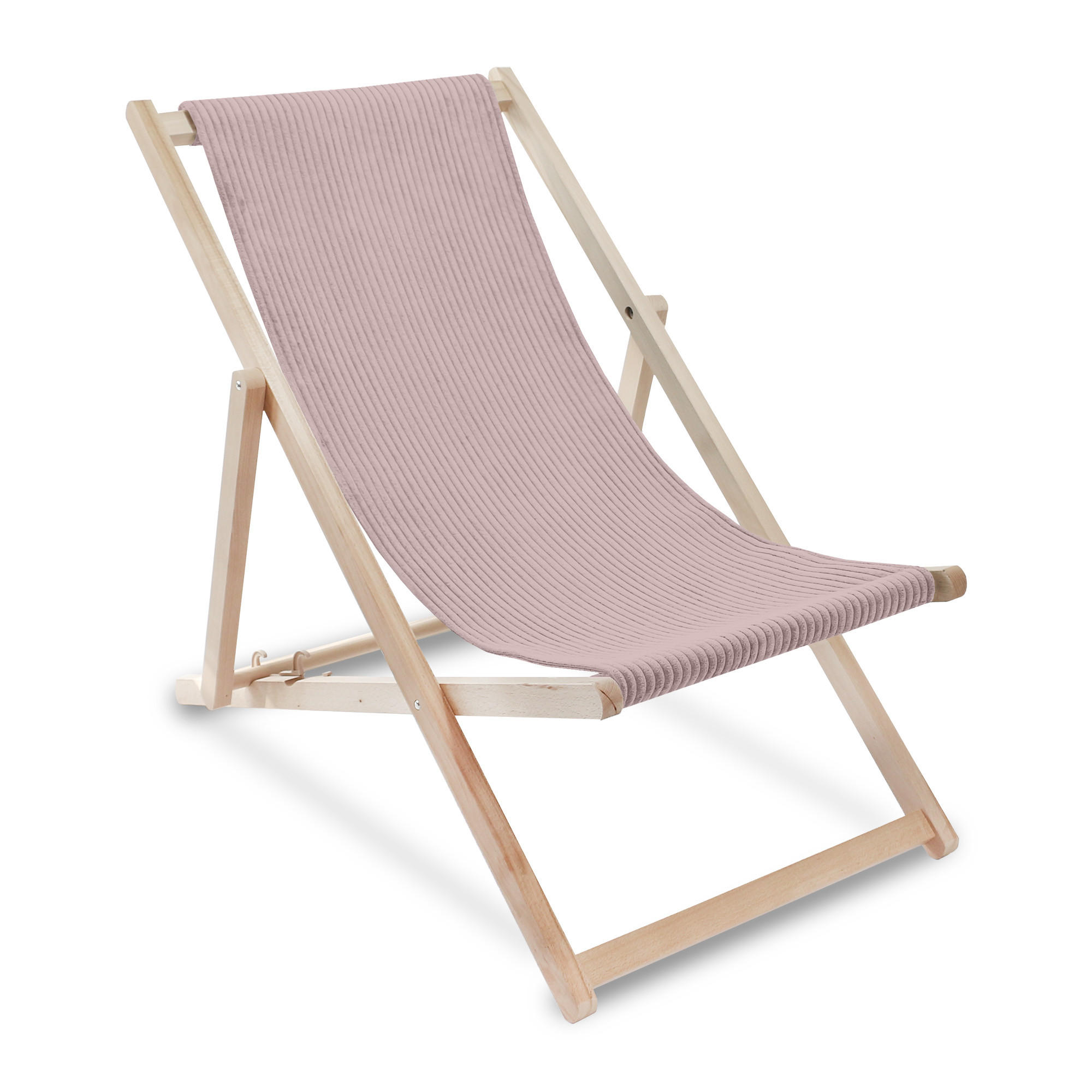 HOLZLIEGESTUHL klappbar Buchenholz Cord-Gewebe Silver Pink M - Pink, Holz/Textil (54/85/92cm) - Dreamroots