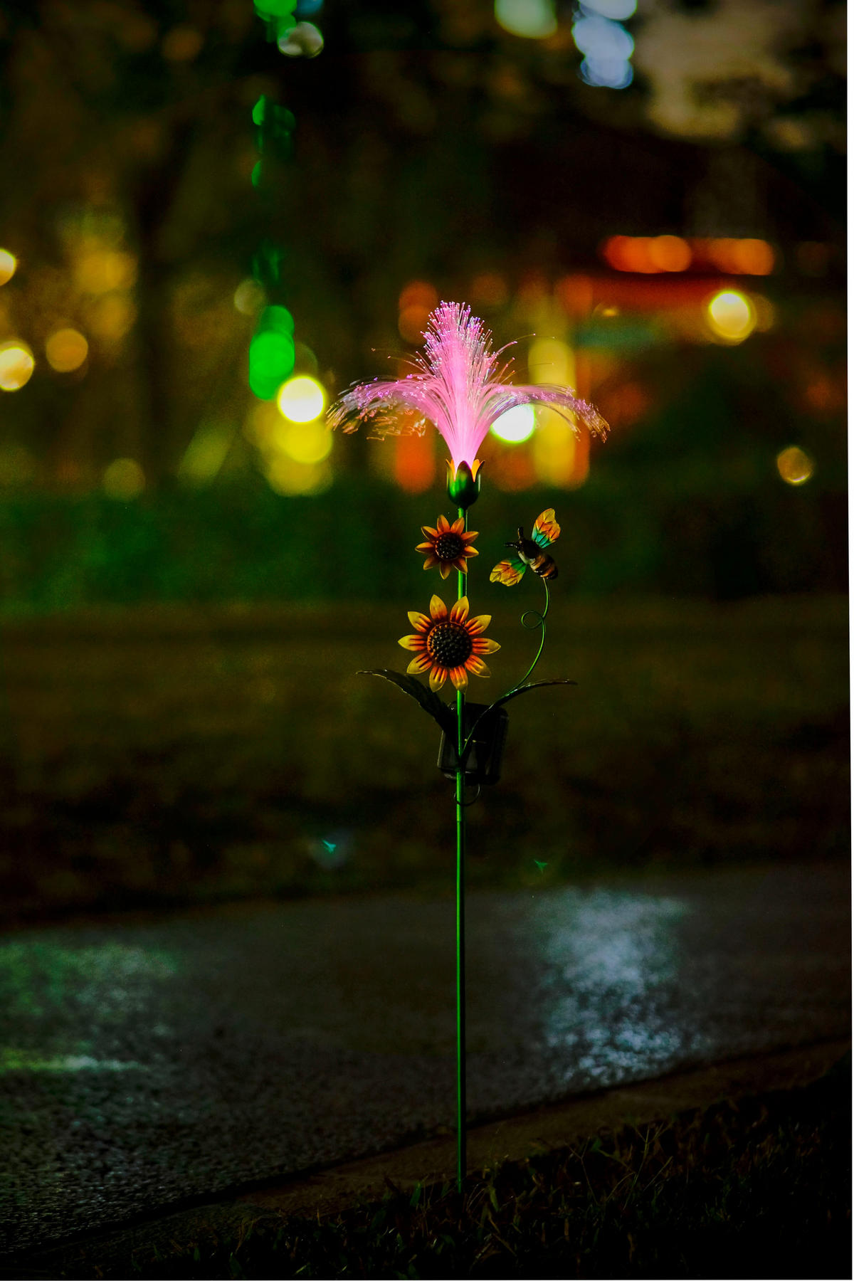 LED-SOLAR-GARTENSTECKER - mit Fiber-Beleuchtung und Dämmerungssensor für stilvolle Garten-Dekoration, RGB, 1er-Set - Weiß, Kunststoff (5/28/93cm) - Northpoint