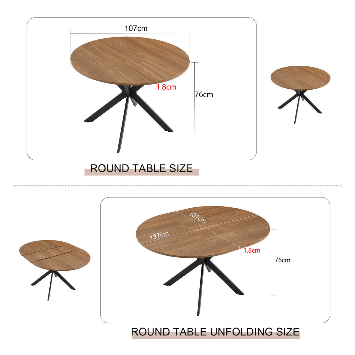 ESSTISCH ausziehbar 3‑Fuß rund/oval DE-40067 Nussbaum - Walnussfarben, Holzwerkstoff (137/137/76cm) - ComfortXL
