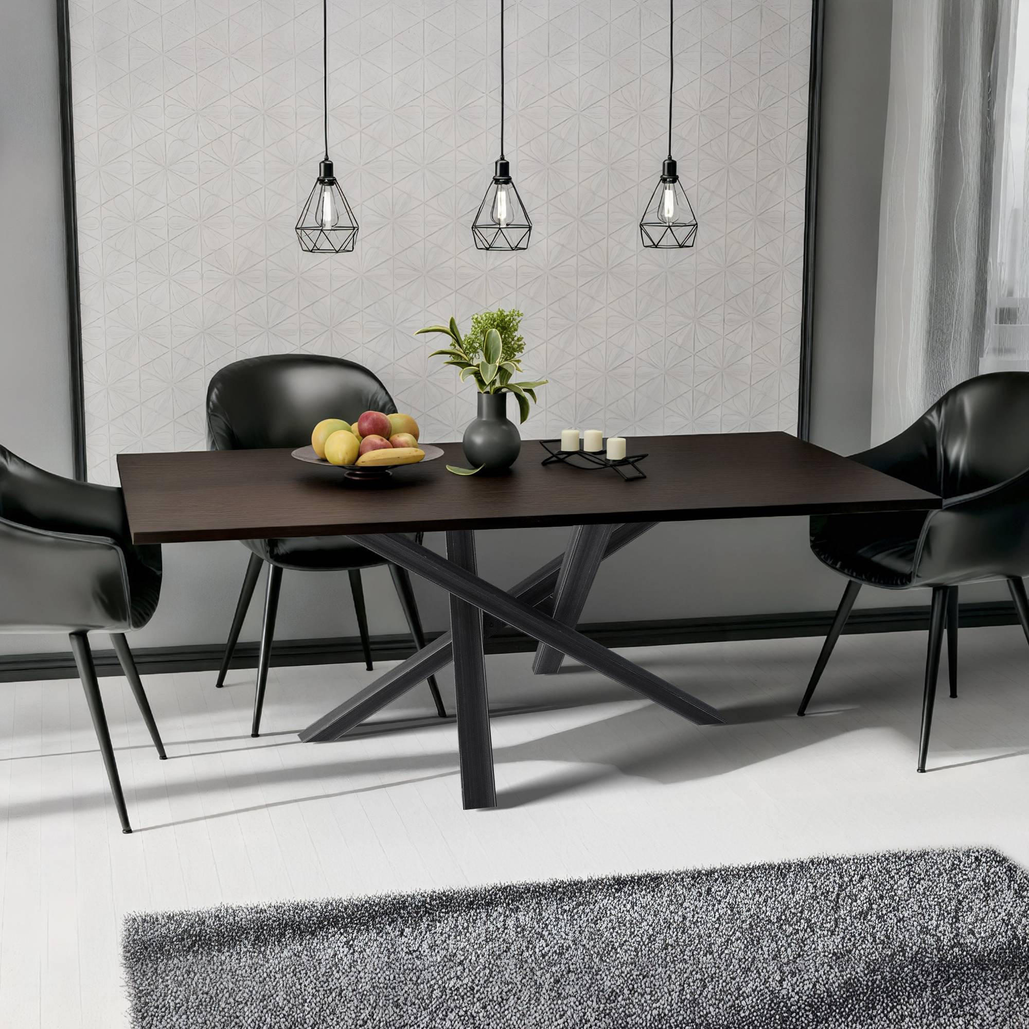 TISCHBEIN eckig 120/70/72 cm Metall Antik Schwarz - Schwarz, Metall (120/72/70cm) - CLP