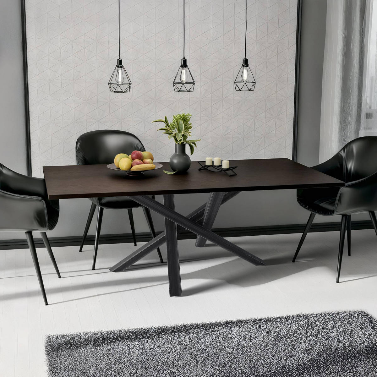 TISCHBEIN eckig 120/70/72 cm Metall Antik Schwarz - Schwarz, Metall (120/72/70cm) - CLP