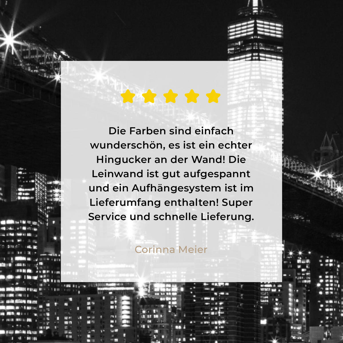 LEINWANDBILD New York - Brooklyn - Brücke Deko Groß 90x90 cm - Schwarz, Textil (90/90cm) - MuchoWow