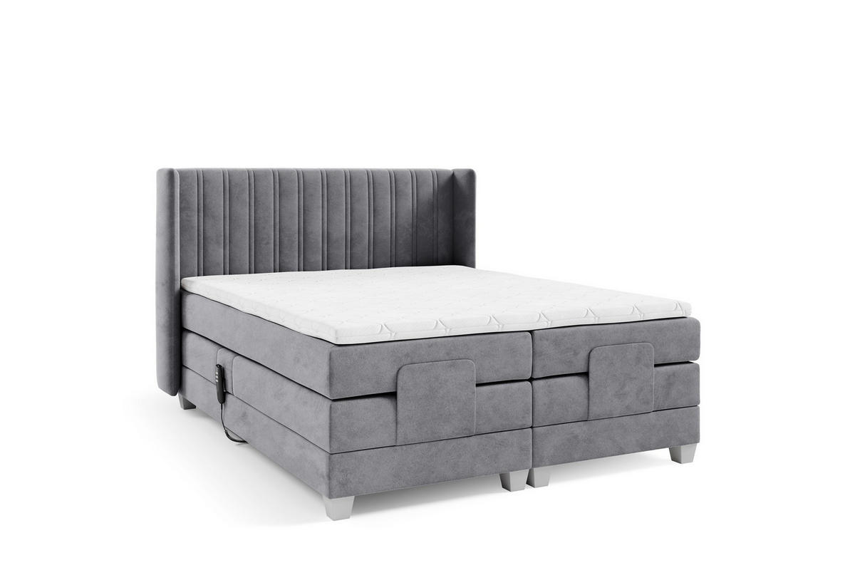 BOXSPRINGBETT Bett Elektrisch Magnus - Silberfarben, Holzwerkstoff/Textil (140/200cm) - Fun Möbel