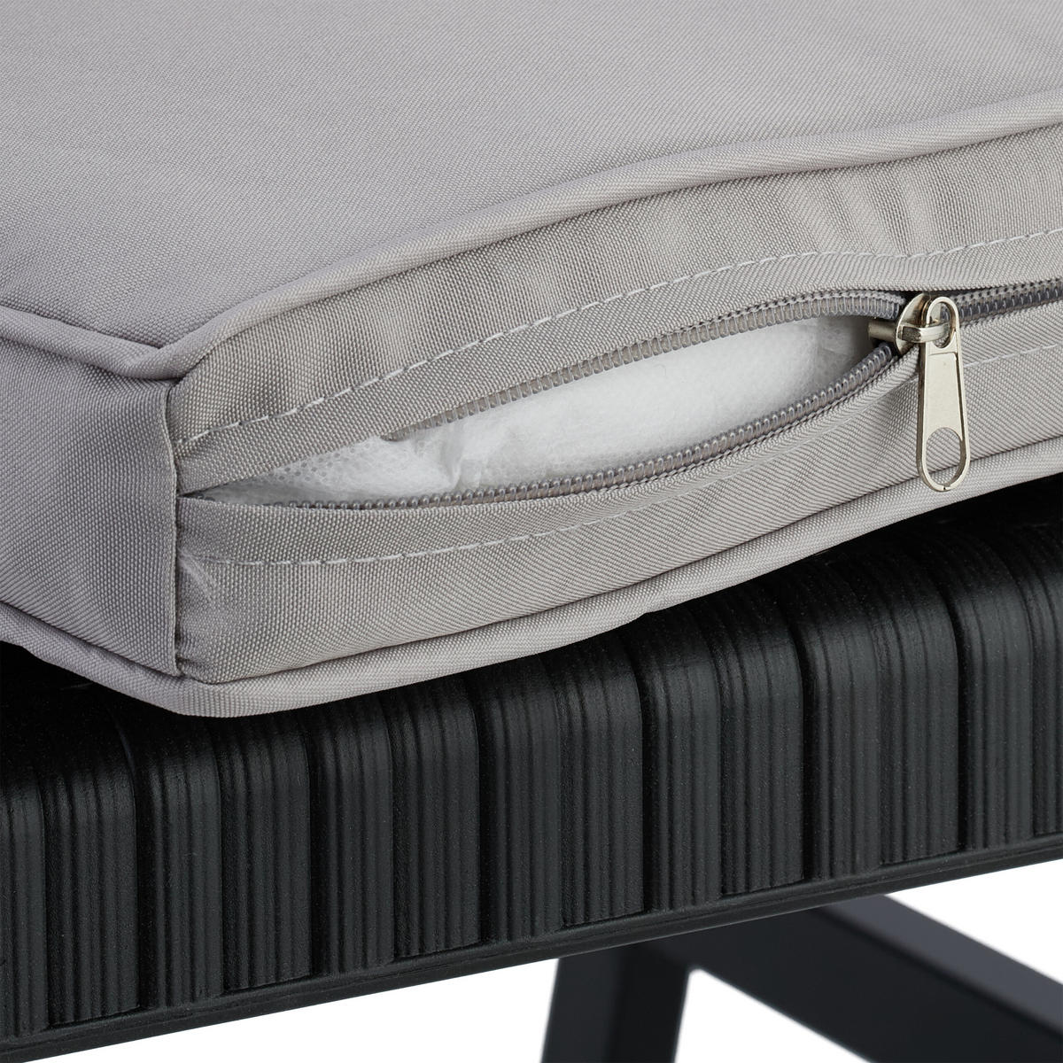 BALKONMÖBEL-SET 3-tlg. - Schwarz, Kunststoff/Textil - Relaxdays