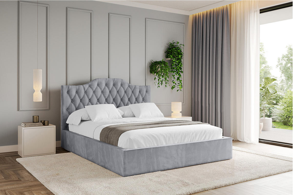 POLSTERBETT mit Bettkasten und Lattenrost, Boxbett ohne Matratze - FALIO 180x200 Hellgrau - Hellgrau, Holzwerkstoff/Textil (180/200cm) - ALTDECOR