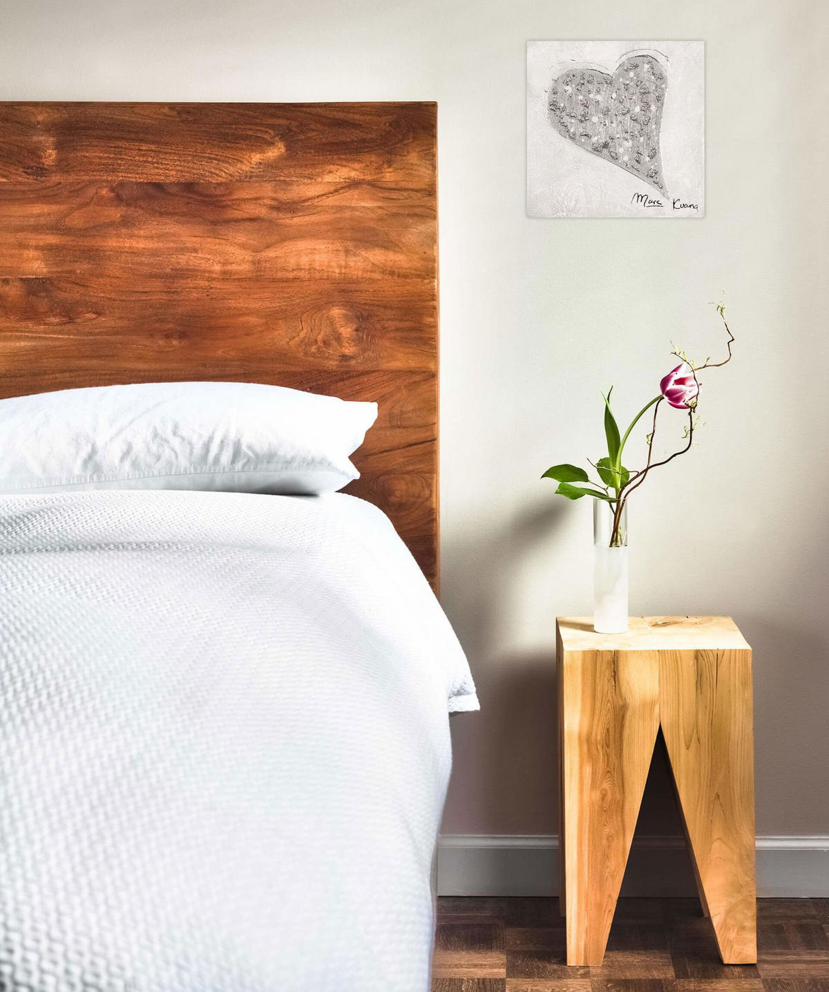 ACRYLBILD HANDGEMALT 30/30 cm - Silberfarben, Holz/Textil (0.34/30cm) - KUNSTLOFT