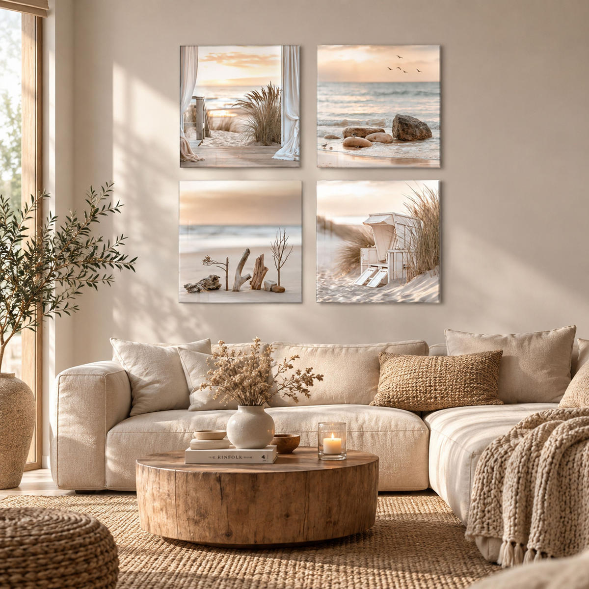 GLASBILD 50x50 cm Strand & Meer beige-weiß - Beige, Glas (50/50cm) - artissimo