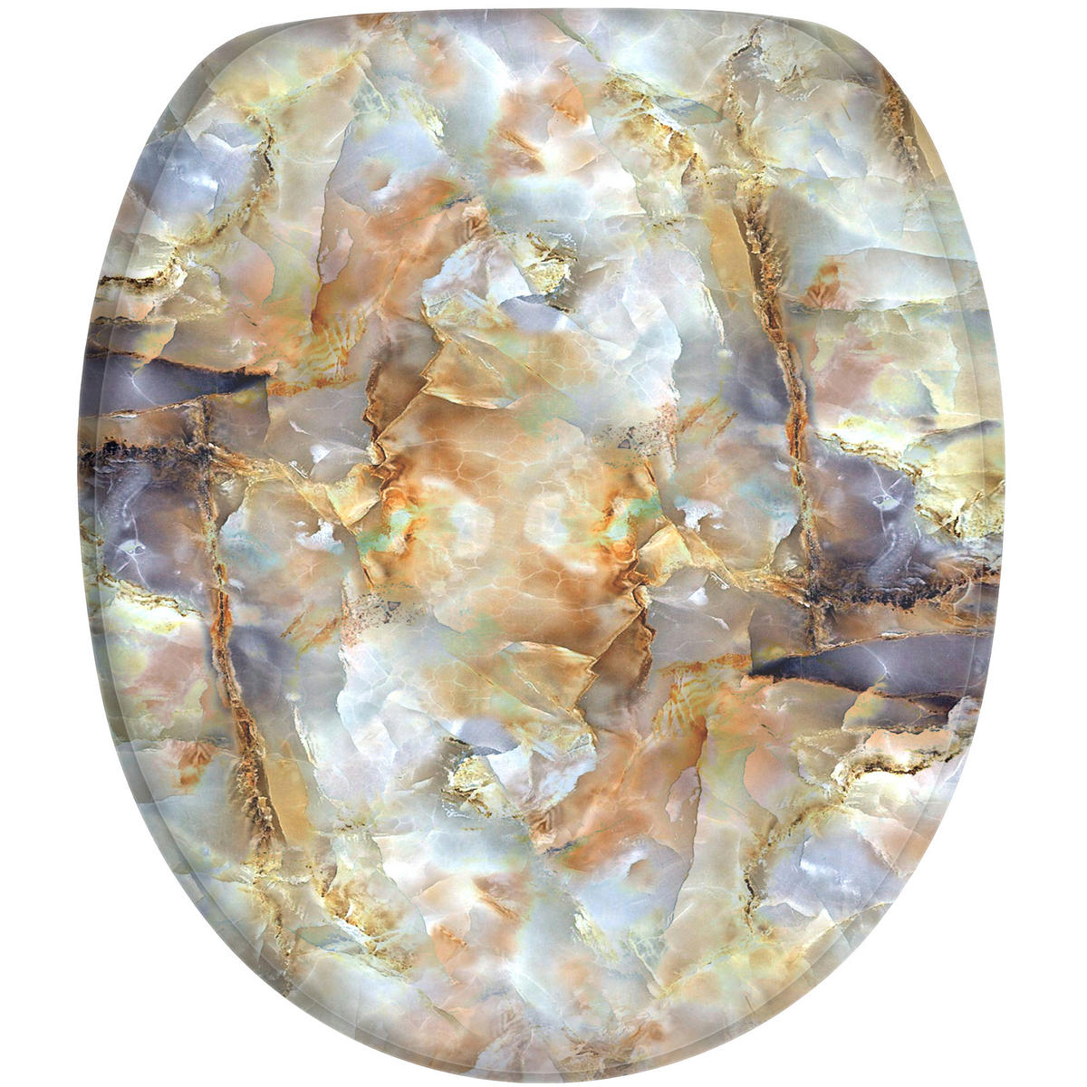 WC-SITZ Marmor Braun - Braun, Holzwerkstoff (38/6/47cm) - Sanilo