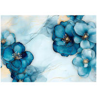 FOTOTAPETE Marmor Blumen Blau 416x254 cm - Multicolor, Papier (416/254cm) - Wallarena