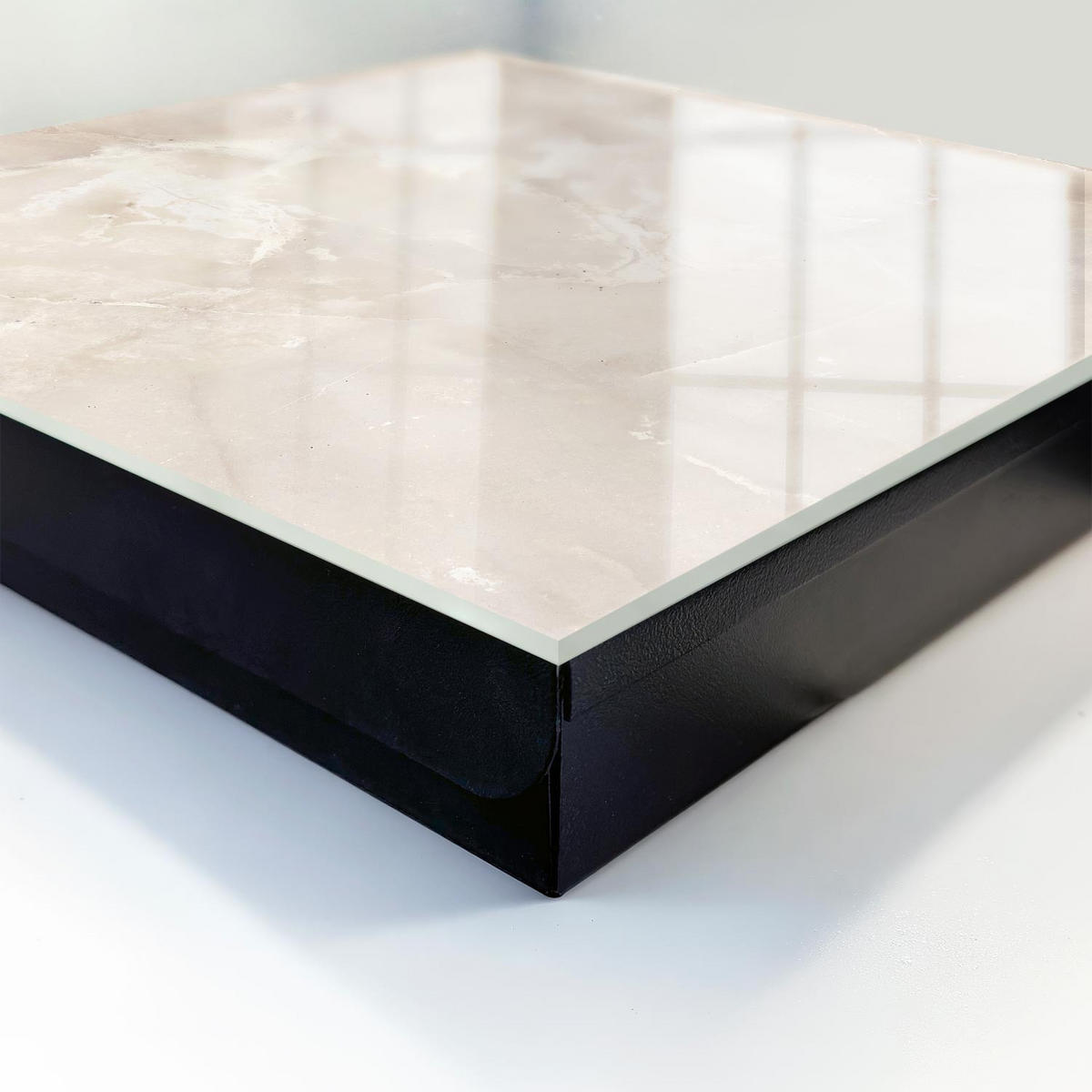 SCHLÜSSELBOX Schwarz 30x30 cm- Türöffnung nach rechts - Marmor-Eleganz - Beige, Metall (30/30/5cm) - TULUP
