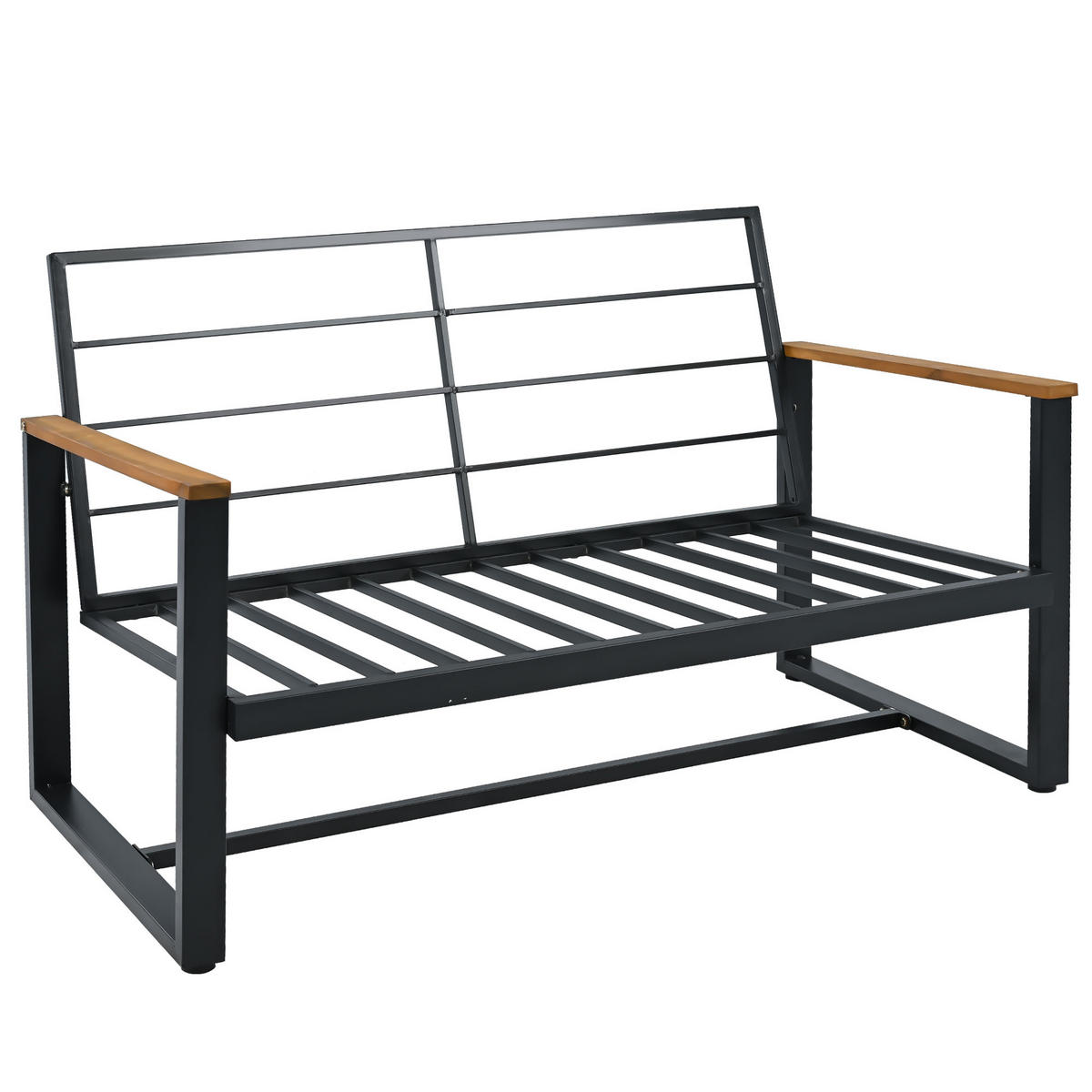 GARTENMÖBEL-SET Sofa Sessel Tisch Akazie Stahl Beige - Beige, Textil - FLIEKS