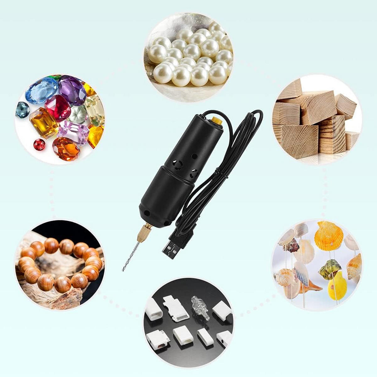 BOHRGERÄT, USB-wiederaufladbar, geeignet für die Schmuckherstellung, Harzguss und Perlenbohren - Schwarz, Kunststoff (17.5/8/4cm)