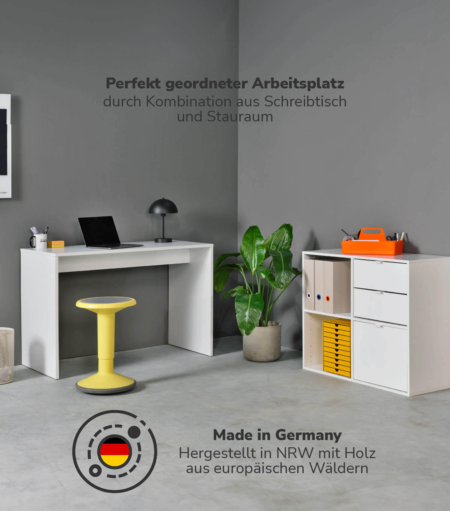 SCHREIBTISCH Der Produktive - Weiß, Holzwerkstoff (54/112/77cm) - Mokebo