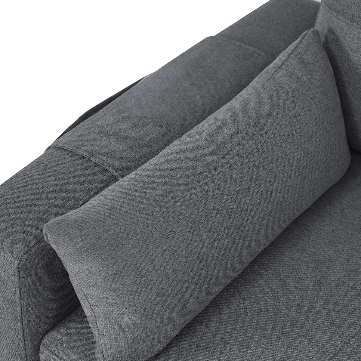 ECKSCHLAFSOFA Leinen Grau mit Stauraum, Schlaffunktion und Getränkehalter - Grau, Holzwerkstoff/Kunststoff (211/136cm) - WISHDOR