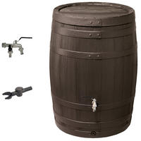REGENTONNE Komplett-Set 420 L, braun inkl. Chrom-Doppelauslaufhahn und Fallrohranschluss - Braun, Kunststoff (78/105/80cm) - GARANTIA