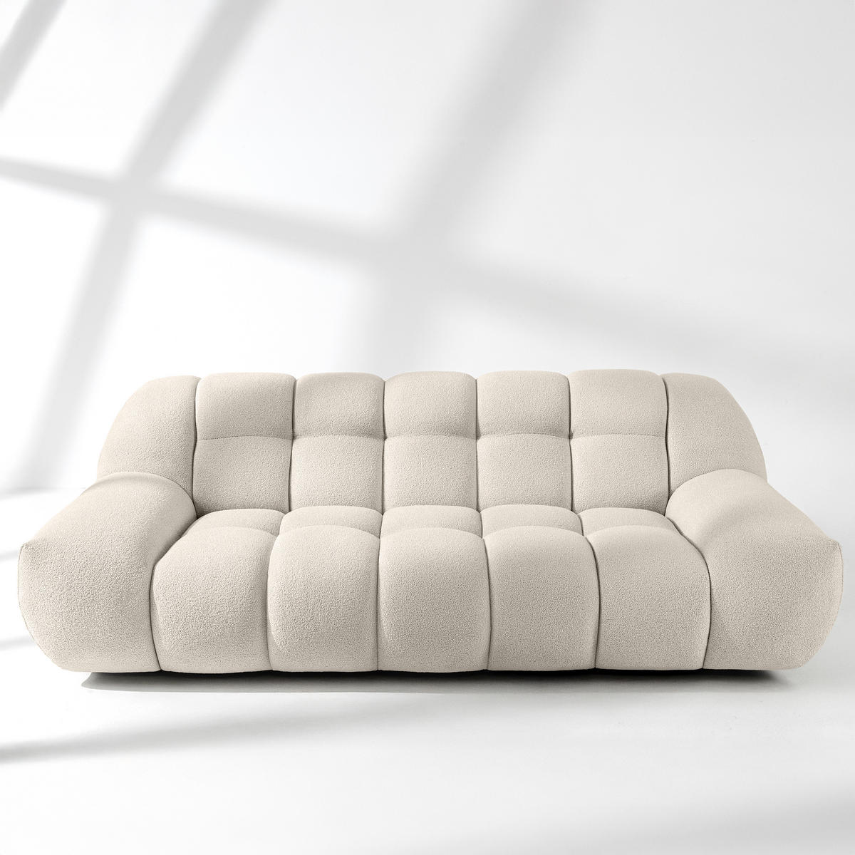 EINZELSOFA VENA Bouclé, Weiß - Weiß, Holz/Textil (225/72/105cm) - KONSIMO®