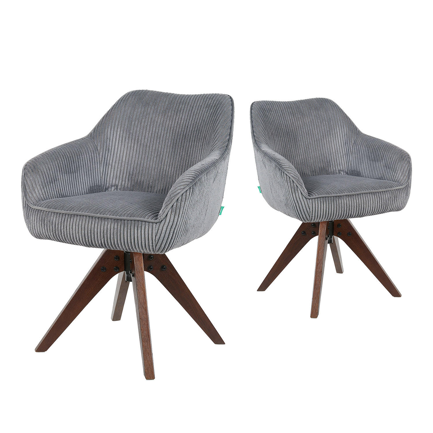 ARMLEHNSTUHL Mika-Finn 2er-Set - Nussbaumfarben/Grau, Eichenholz/Holz (60/82/61cm) - DUBI Möbel