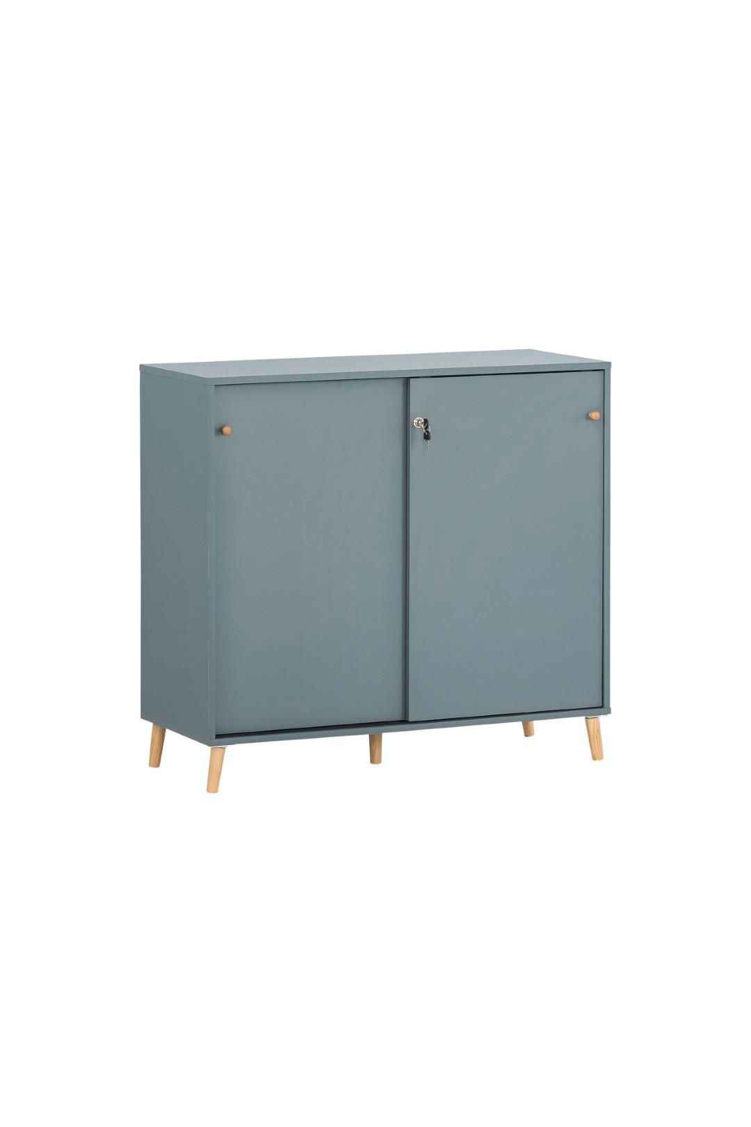 AKTENSCHRANK Jaguar Large 92,6x100x41 cm 2 Fächern & 2 abschließbare Schiebetüren Blau - Blau, Holz (100/92.6/41cm) - PROREGAL