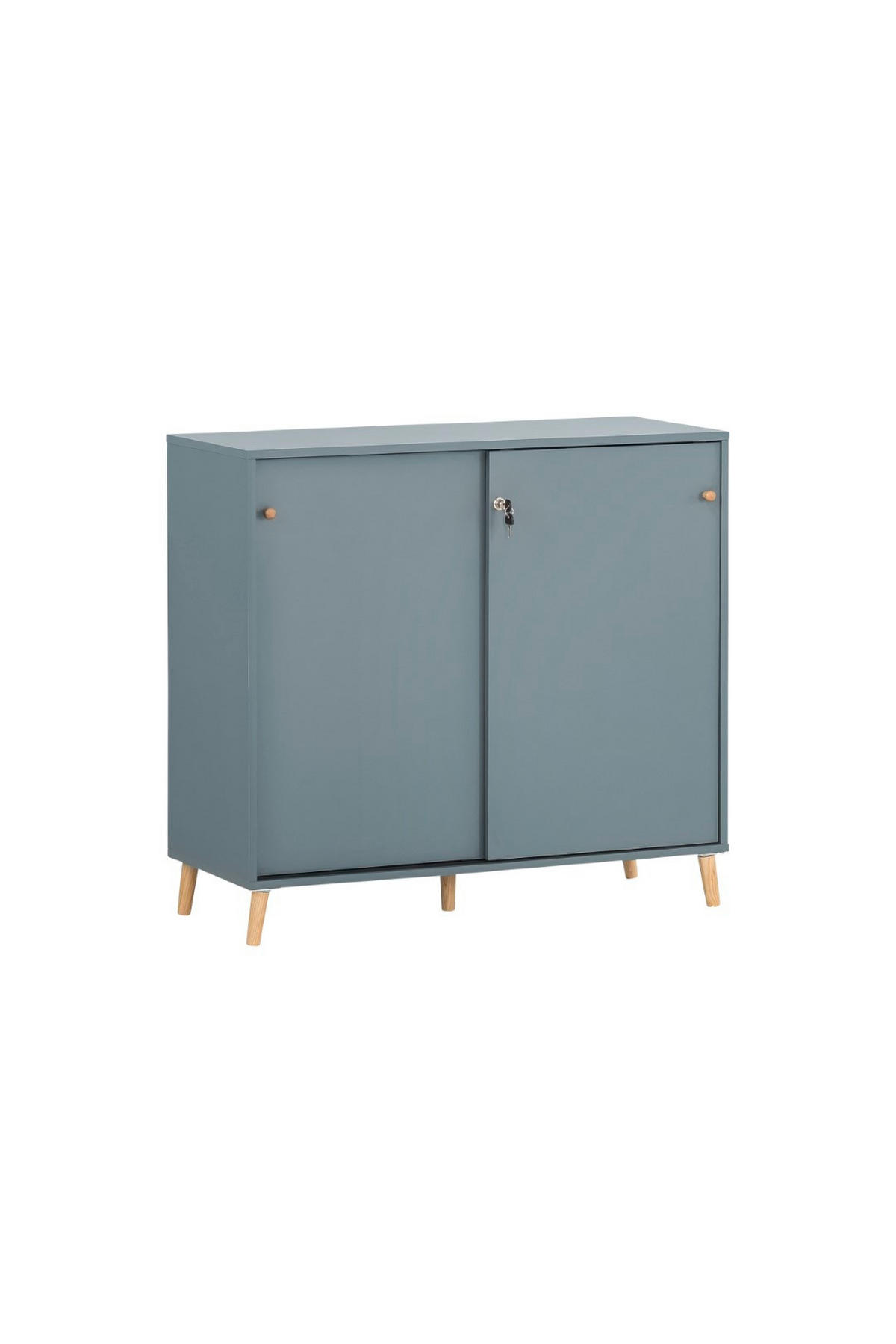 AKTENSCHRANK Jaguar Large 92,6x100x41 cm 2 Fächern & 2 abschließbare Schiebetüren Blau - Blau, Holz (100/92.6/41cm) - PROREGAL
