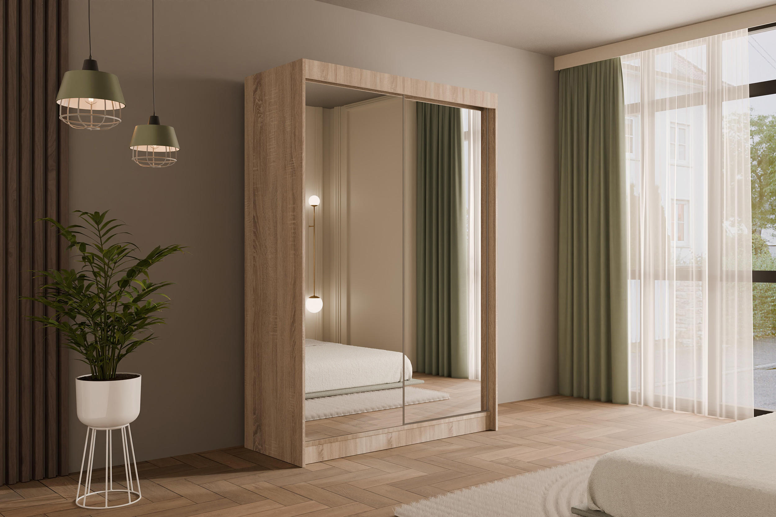 KLEIDERSCHRANK AMOHA - 150 cm - Sonoma Eiche - Sonoma Eiche, Holzwerkstoff (150/215/61cm) - ALTDECOR