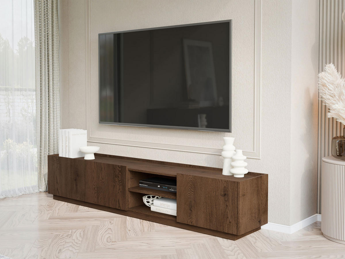 TV-LOWBOARD Mirtu 200 - Nussbaumfarben, Holzwerkstoff (200/37/40cm) - MIRJAN24