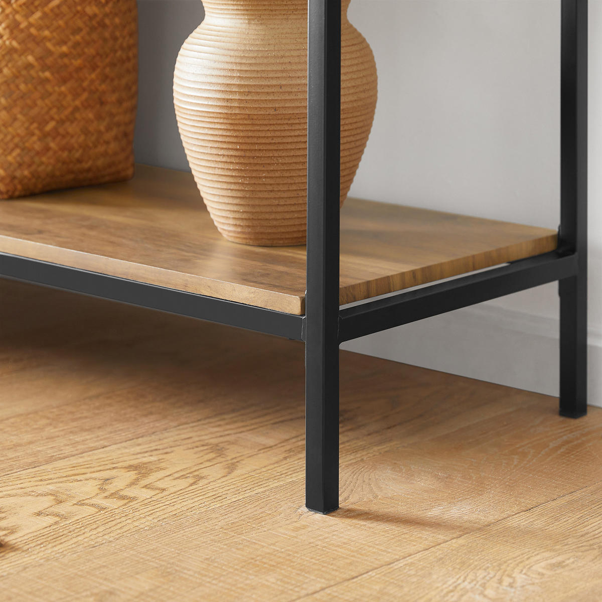 KONSOLENTISCH Natur - Schwarz/Braun, Holzwerkstoff/Metall (100/47/80cm) - SoBuy